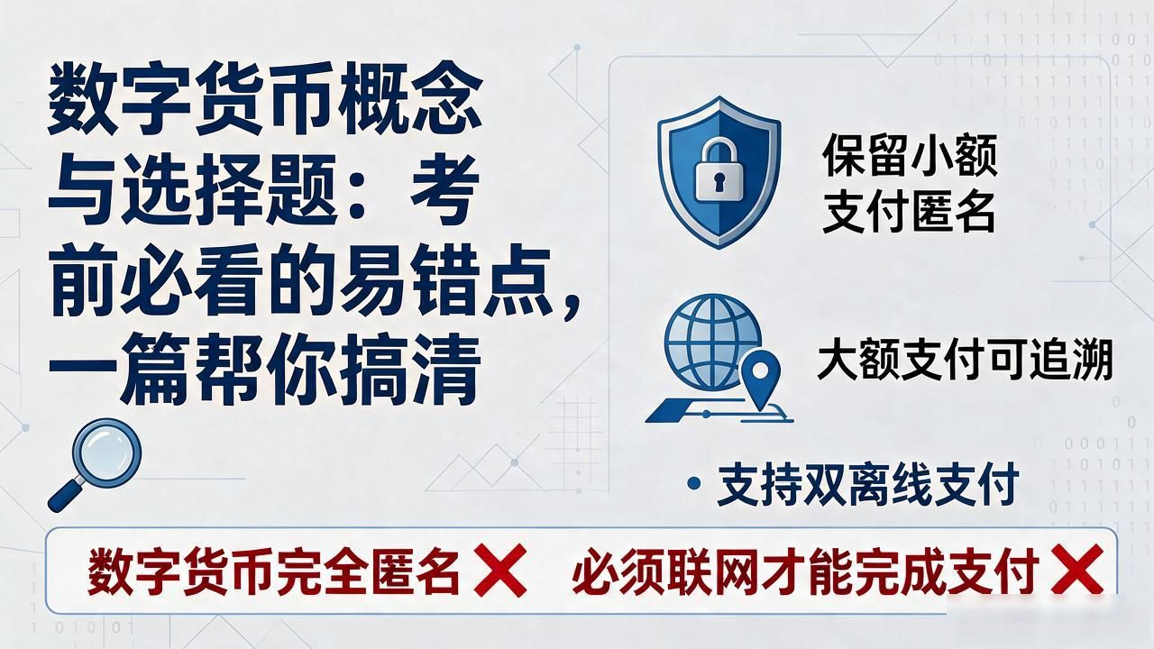 数字货币概念与选择题：考前必看的易错点，一篇帮你搞清