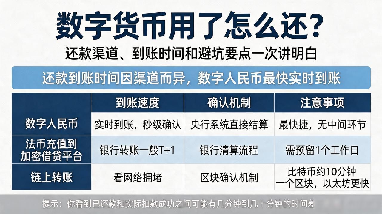 数字货币用了怎么还？还款渠道、到账时间和避坑要点一次讲明白