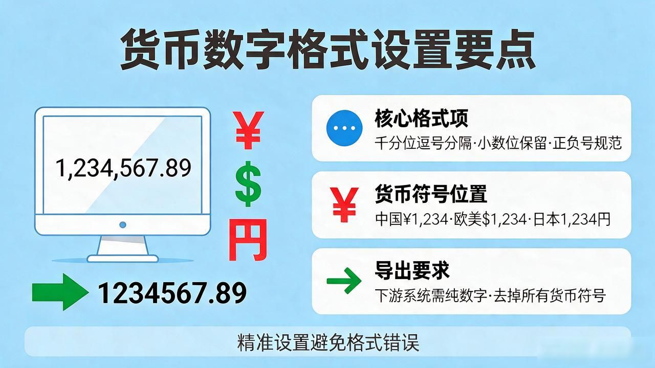货币数据怎么设置数字？小数位、千分位、正负号、舍入规则全讲清